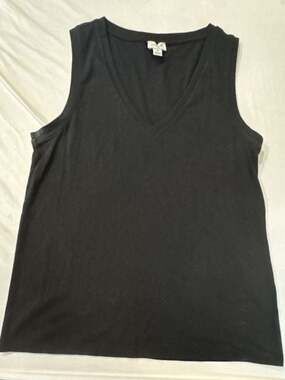 J697 J.Crew Women's Black Sleeveless V-Neck Cotton Tank Top